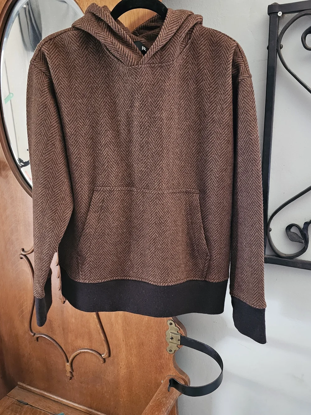 Banana Republic Brown Wool Blend Herringbone Hoodie Size Medium